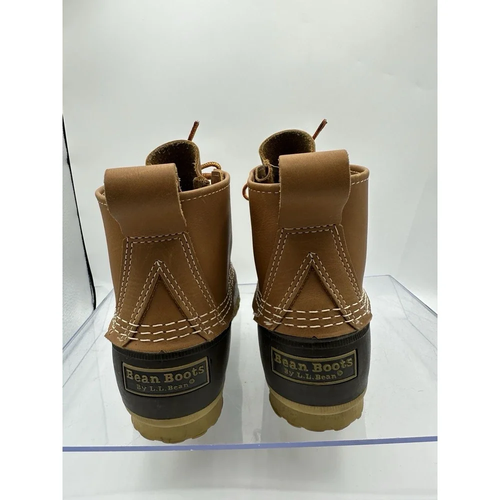 L.L. Bean Duck Boots Brown Leather Rubber Made in Maine Mens 8 Waterproof